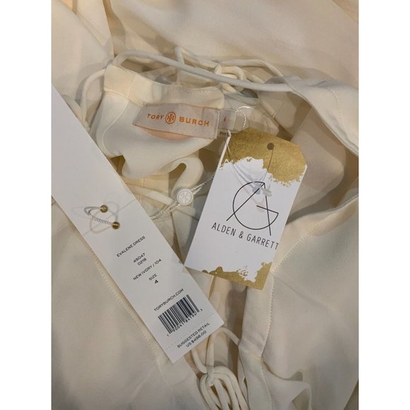 Tory Burch "Evalene" Ivory Cold Shoulder Crepe Maxi Dress, Size 2, NWT! - Picture 11 of 11